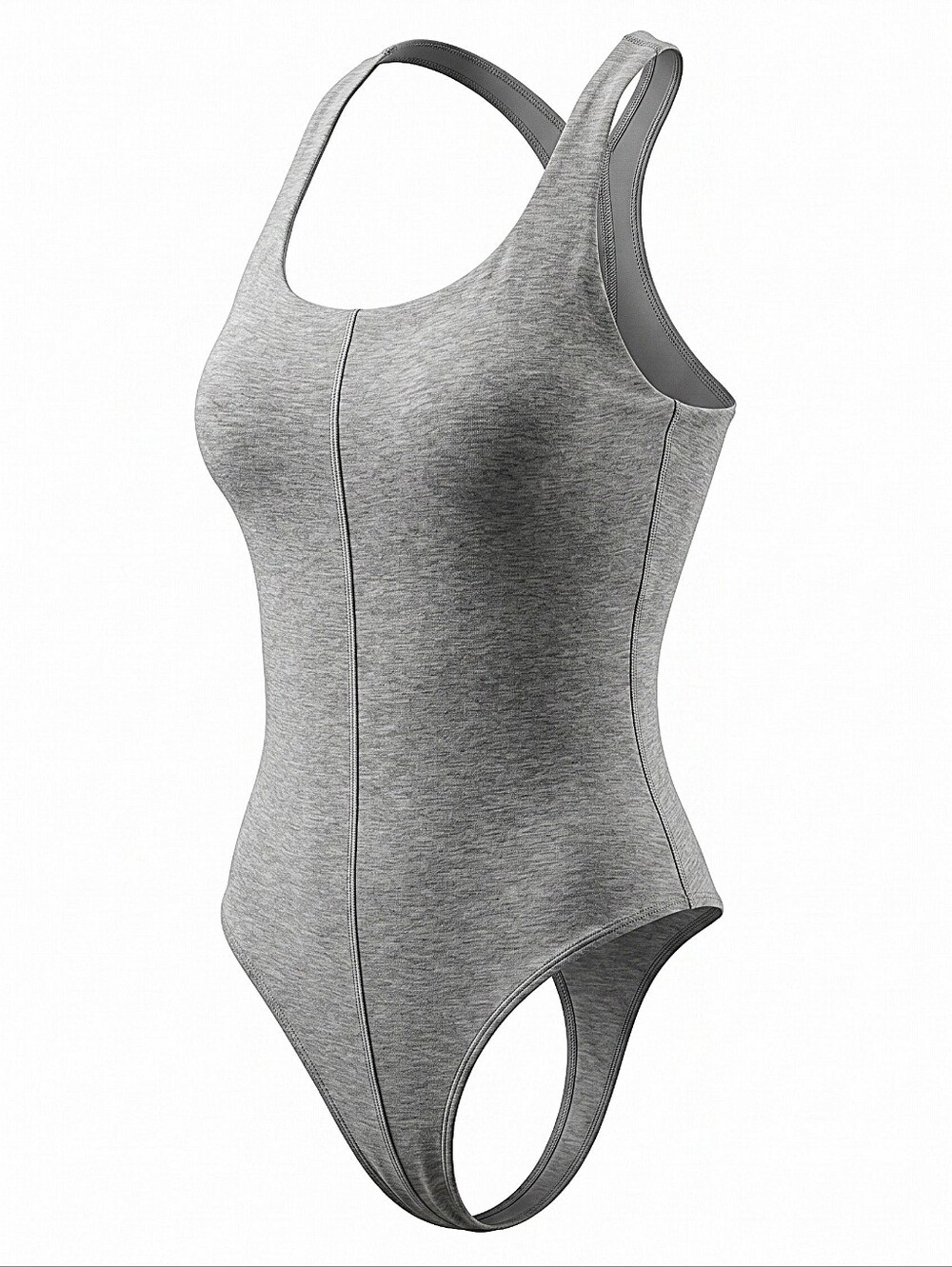 NWT! Fabletics Heather Gray Scoop Neck Racerback Bodysuit